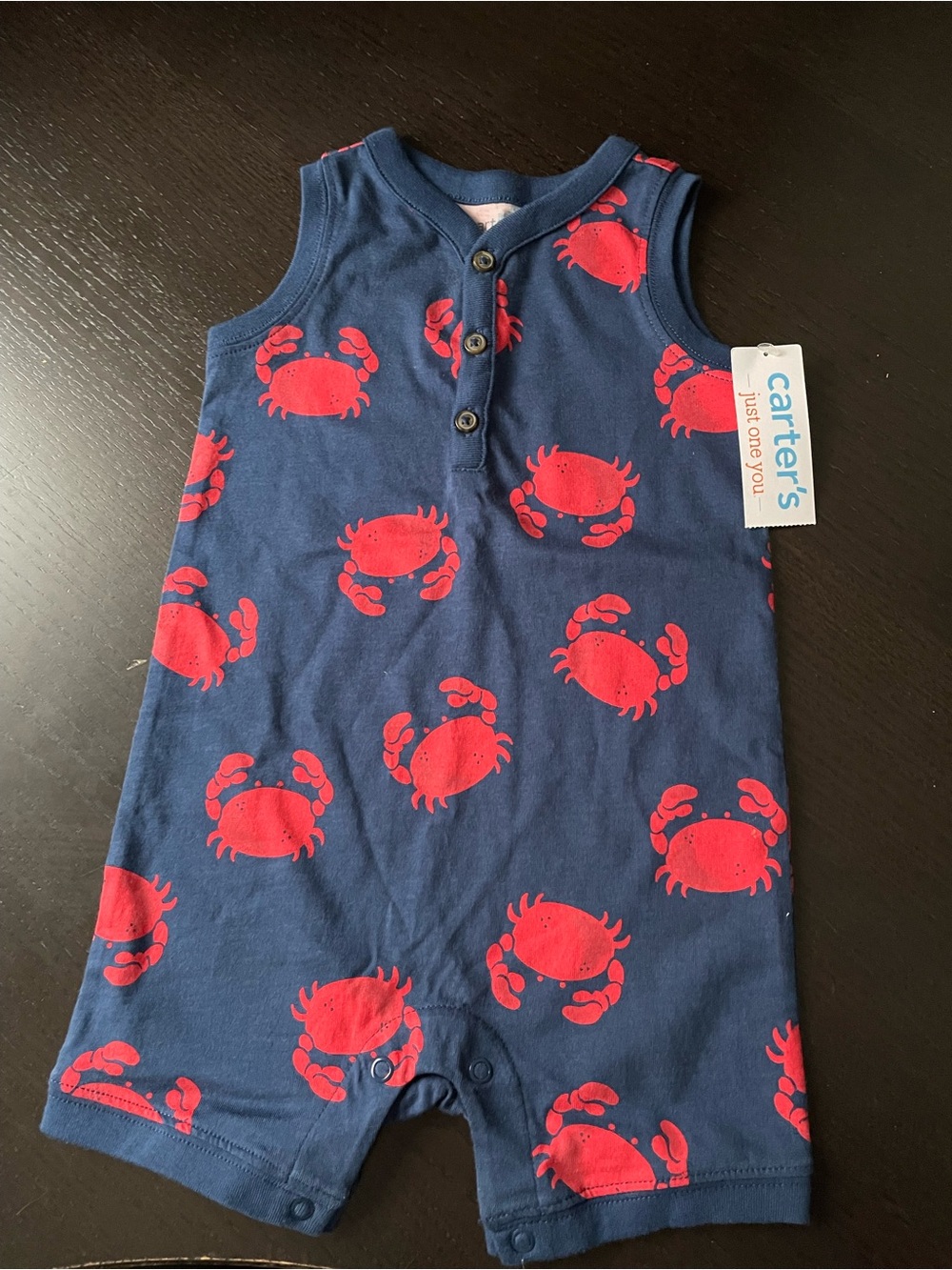 Carter's Navy Blue Romper with Red Crab Print - Picture 2 of 7